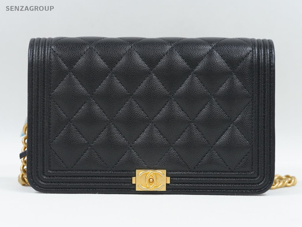 CHANEL Leboy Woc Calfskin Chain Shoulder bag Black Gold Women Classic
