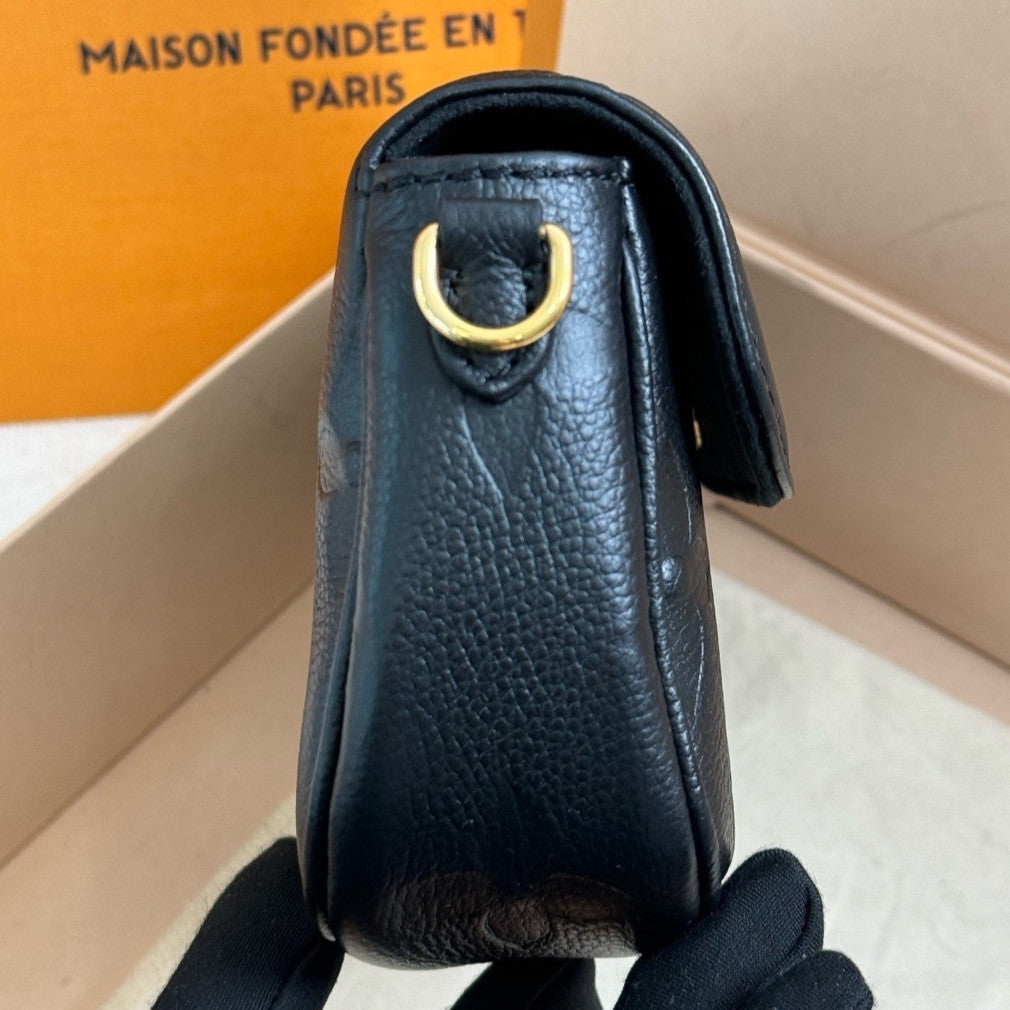 Louis Vuitton Black Gold Leather Ivy Shoulder Bag Classic Fashion Women