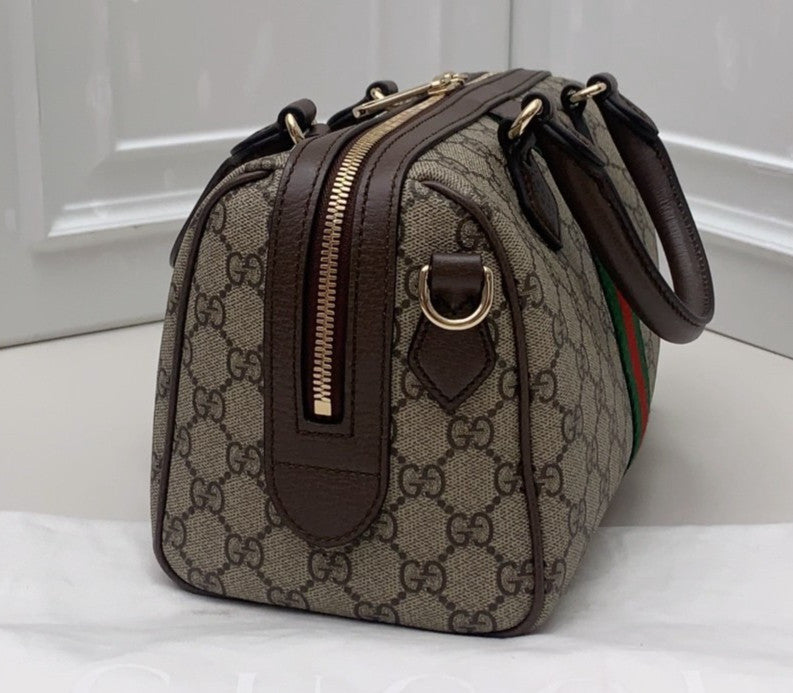 Gucci Boston Ophidia Top Handle Crossbody Brown Gold Used Women Classic