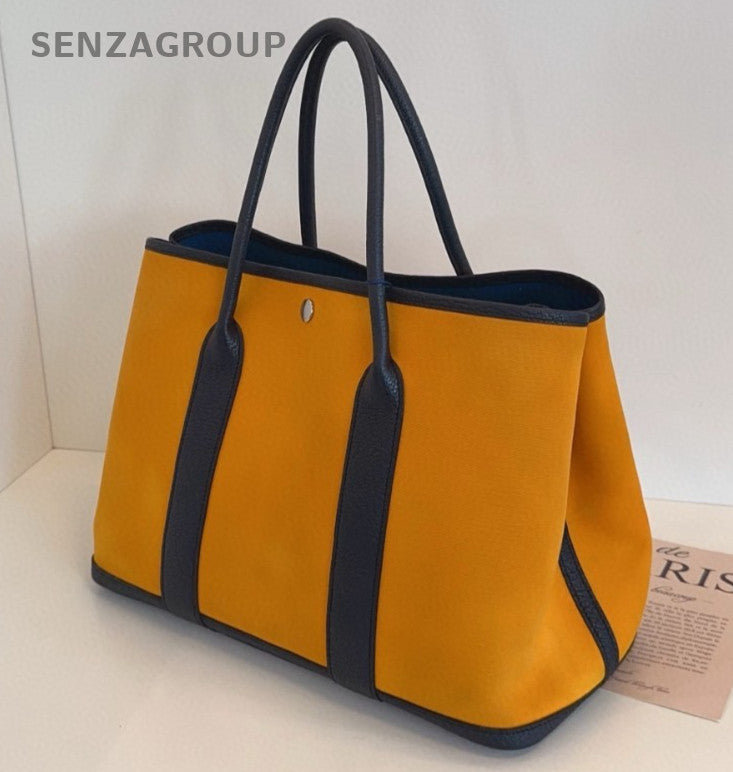 Hermes Garden Party36 Top Handle Bag Yellow Blue Silver Used Women Classic