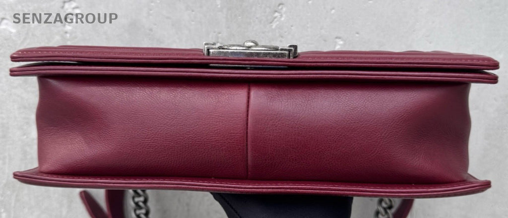 Chanel Leboy MM Chain Shoulder Bag Red Silver Used Women Classic Designer