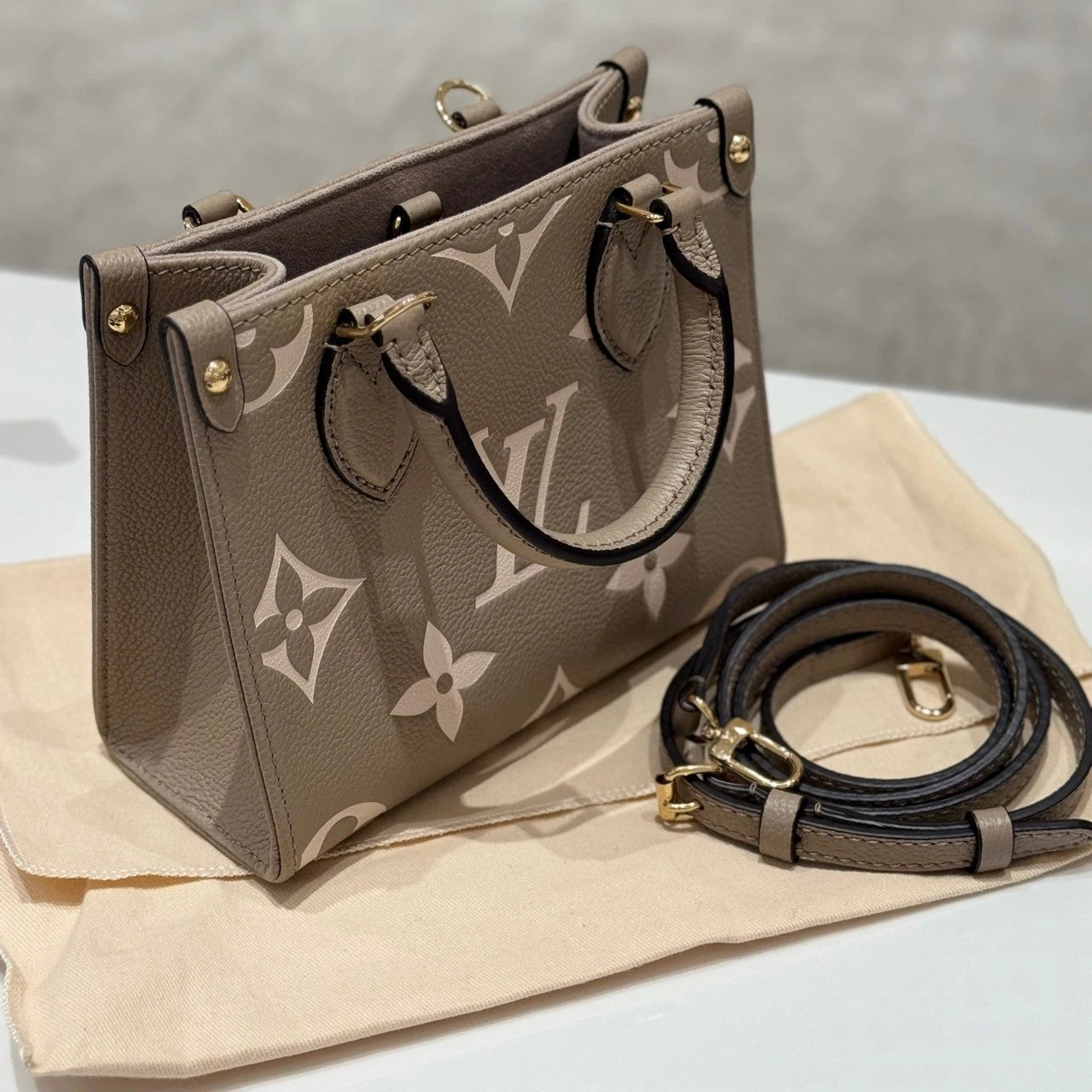 Louis Vuitton Onthego BB Gray Tote Bag For Women
