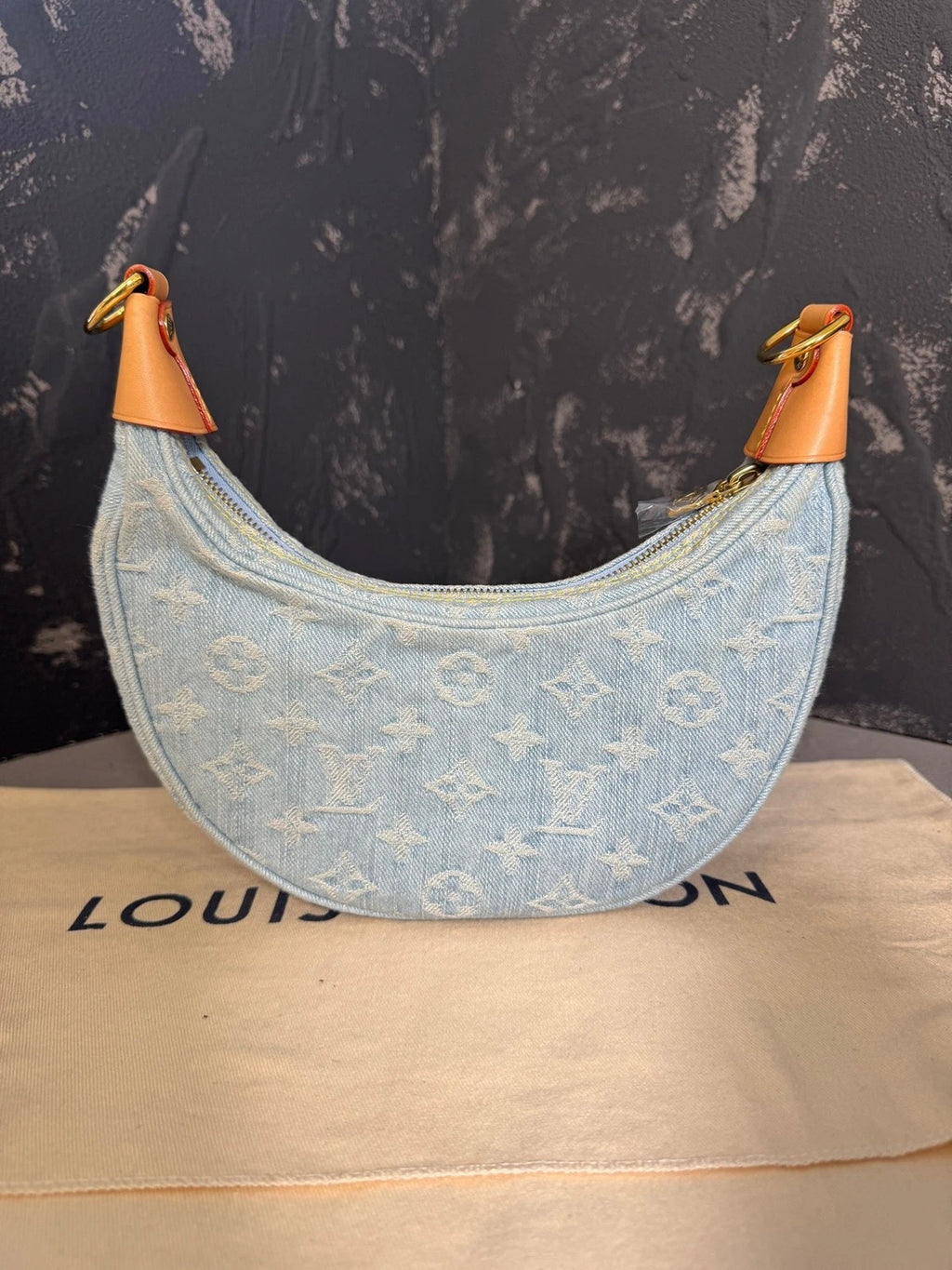 Louis Vuitton Denim Loop Moon Shoulder Bag For Women Light Blue