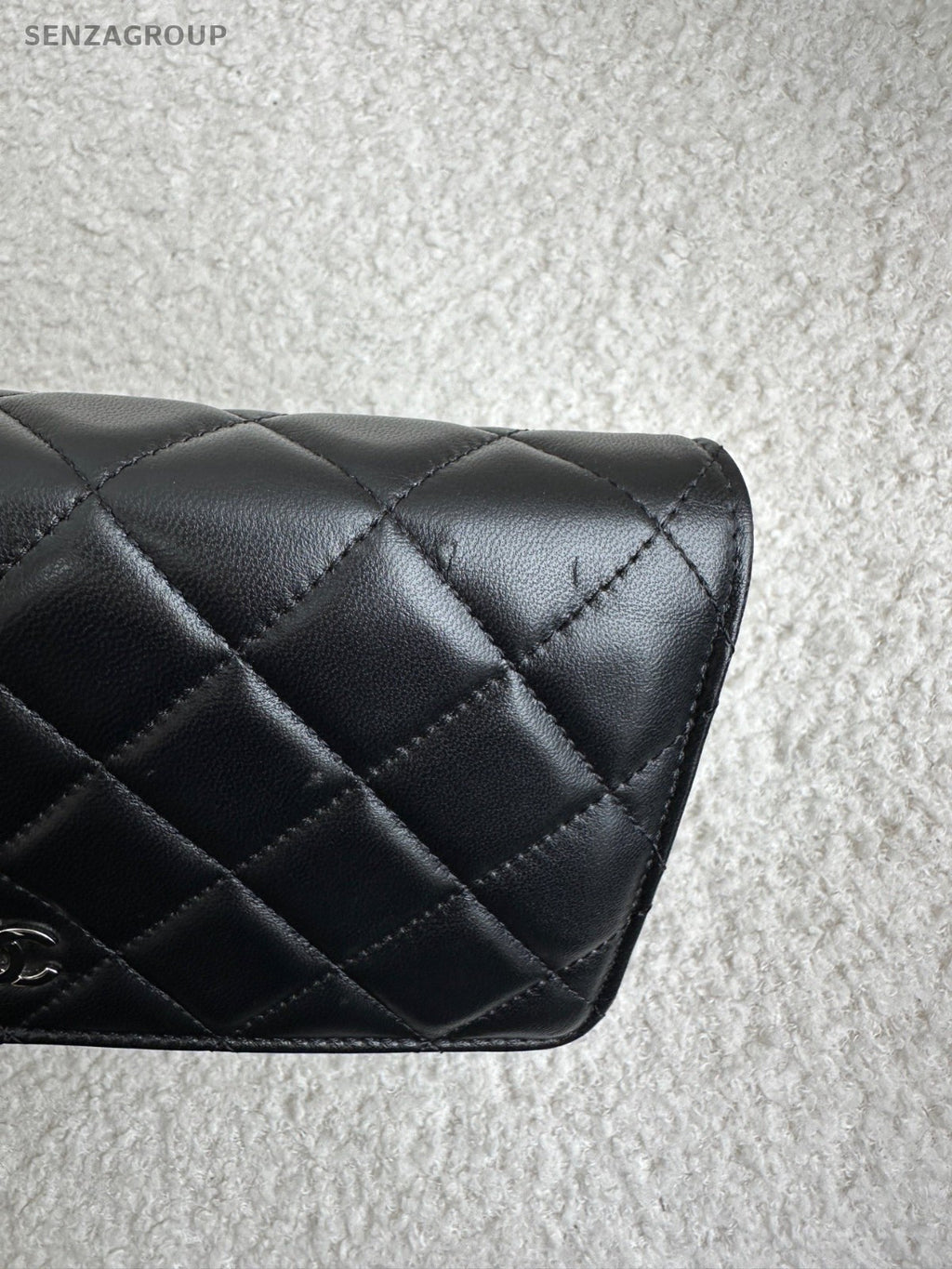 CHANEL Woc Lambskin Diamond Pattern Chain Shoulder bag Black Silver Women
