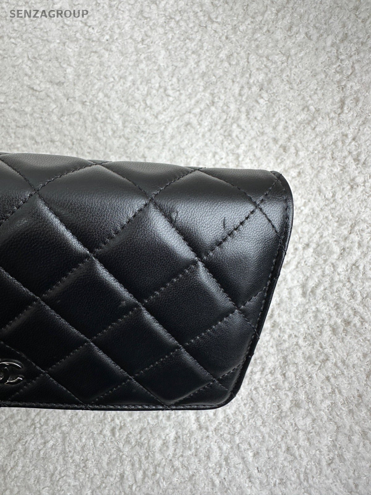 CHANEL Woc Lambskin Diamond Pattern Chain Shoulder bag Black Silver Women