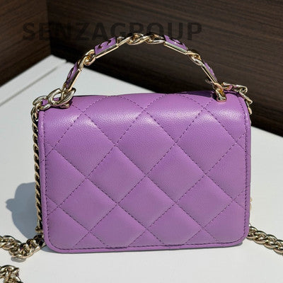 Chanel Mini Purple Quilted WOC Gold Hardware Crossbody Bag Women's Fashion