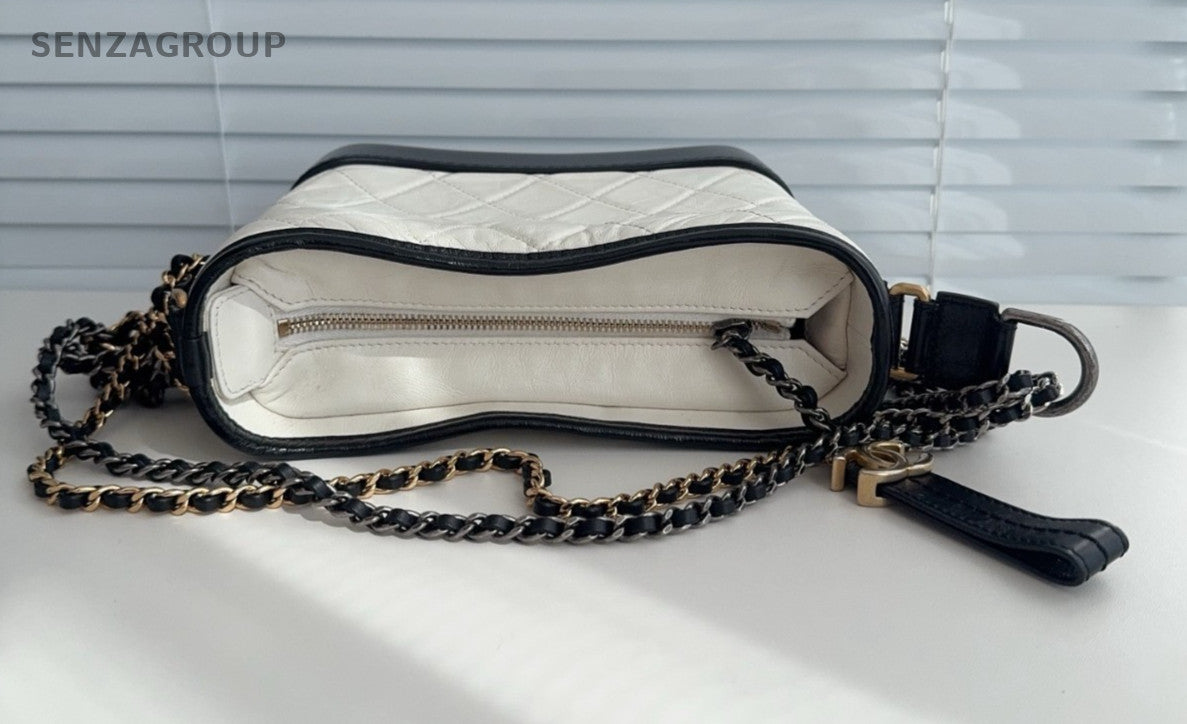 CHANEL Gabrielle PM Chain Strap Shoulder bag Women Black White