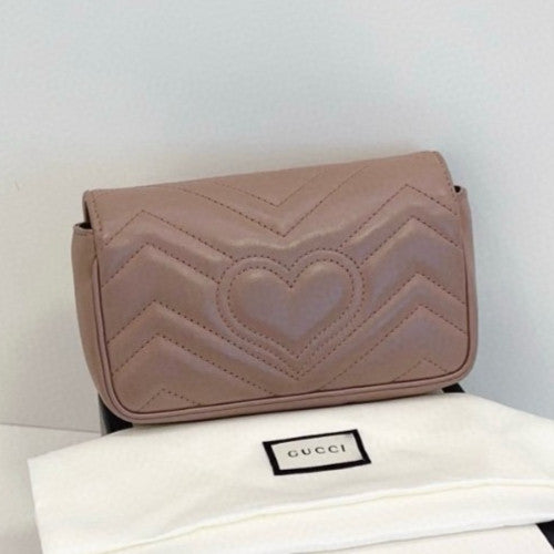 GUCCI GG Marmont Mini Milk tea Color Chain Strap Shoulder bag Crossbody