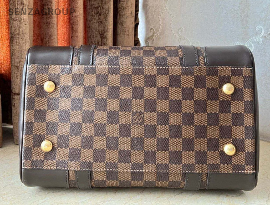 Louis Vuitton Berkeley Damier Ebene Top Handle Handbag Brown Gold Women