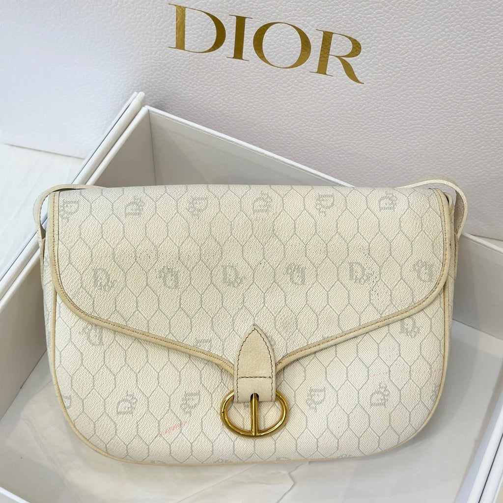 Dior Vintage Monogram Canvas Saddle Crossbody Bag For Women