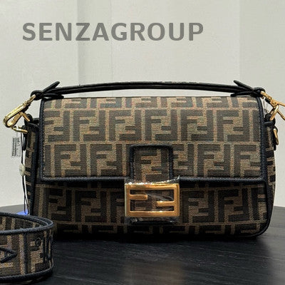 Fendi Iconic Baguette Medium Brown Shoulder Bag Gold Hardware Women's Fashion