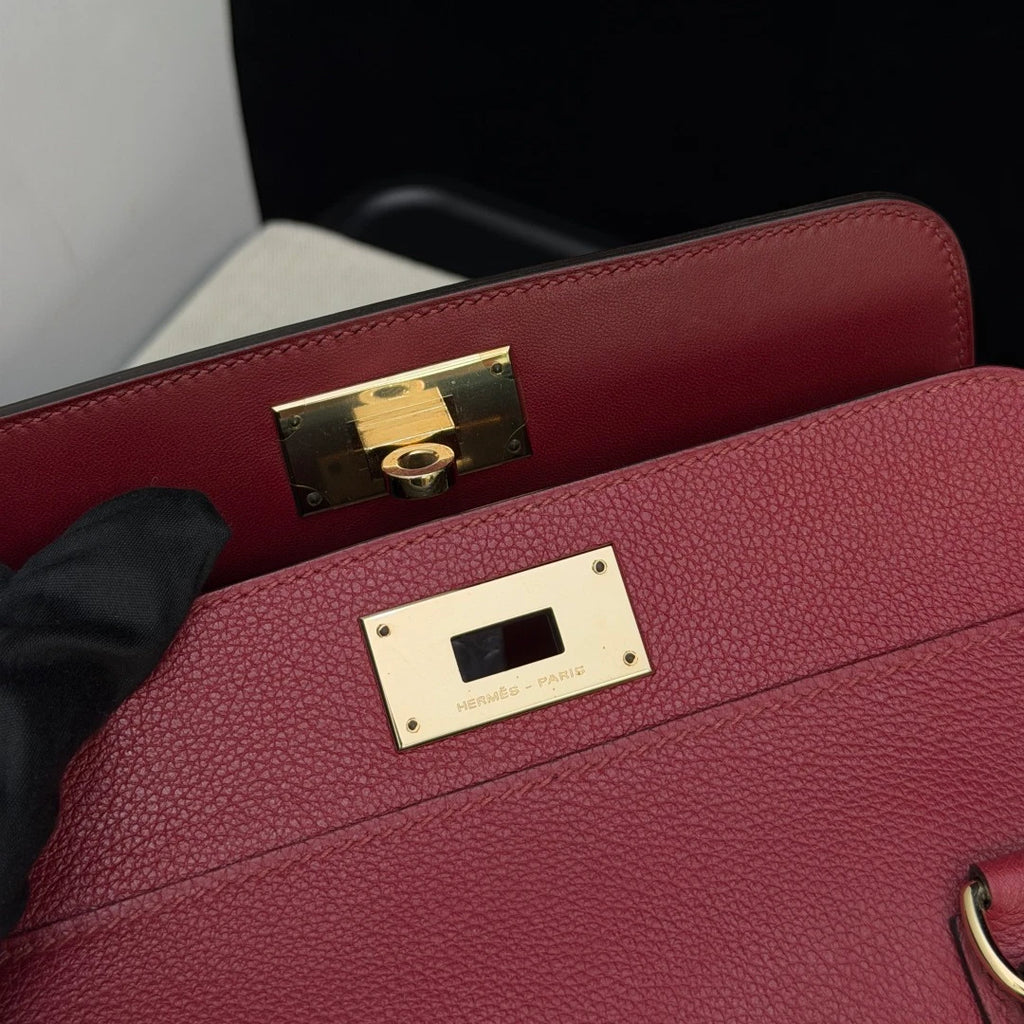 Hermes Tool Box20 Red Gold Hardware 2Way Top Handle Bag Crossbody