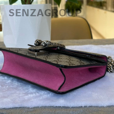 Gucci Dionysus Small GG Supreme Shoulder Bag Pink Silver