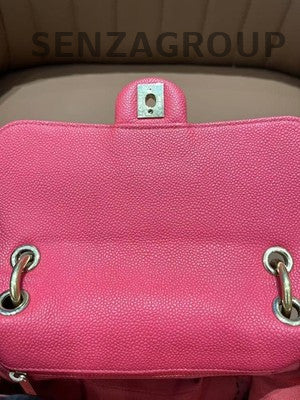 Chanel Classic Flap Calfskin Quilted Chain Shoulder Bag Pink Gold