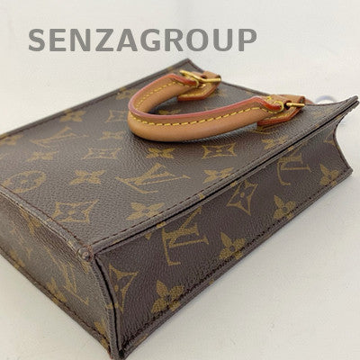 Louis Vuitton Monogram Mini Sac Plat Handbag Brown Gold Clasp Women's Classic