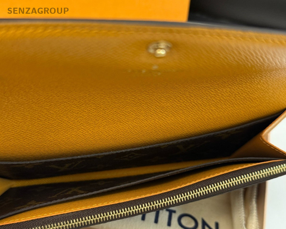 Louis Vuitton Monogram Long Wallet Brown Gold Used Women Classic