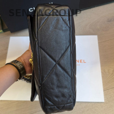 Chanel 19 Bag Black Gold Small Quilted Chain Shoulder Crossbody Bag