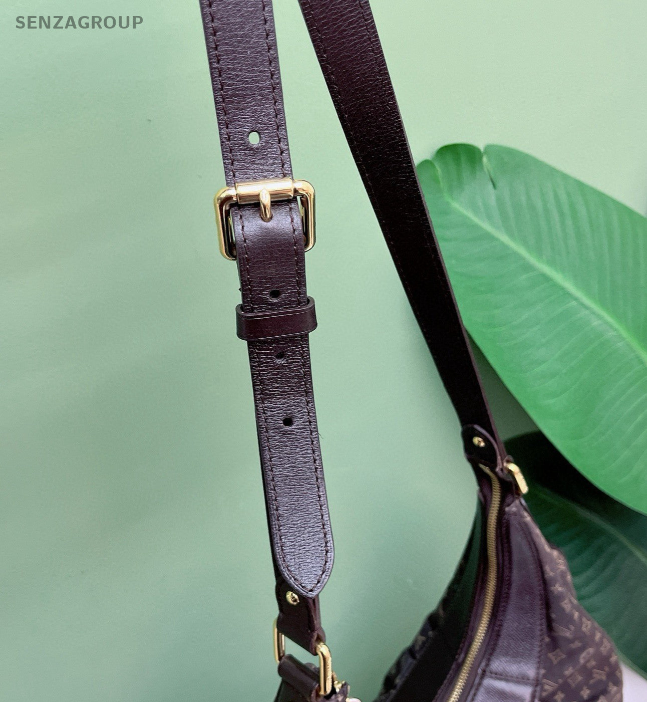 Louis Vuitton Denim Monogram Shoulder Bag Brown Gold Used Women Classic