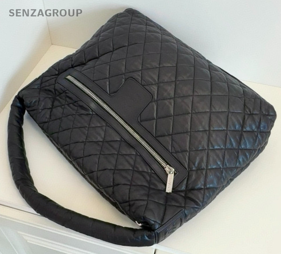 CHANEL SportLine Hobo Diamond pattern Shoulder bag Black