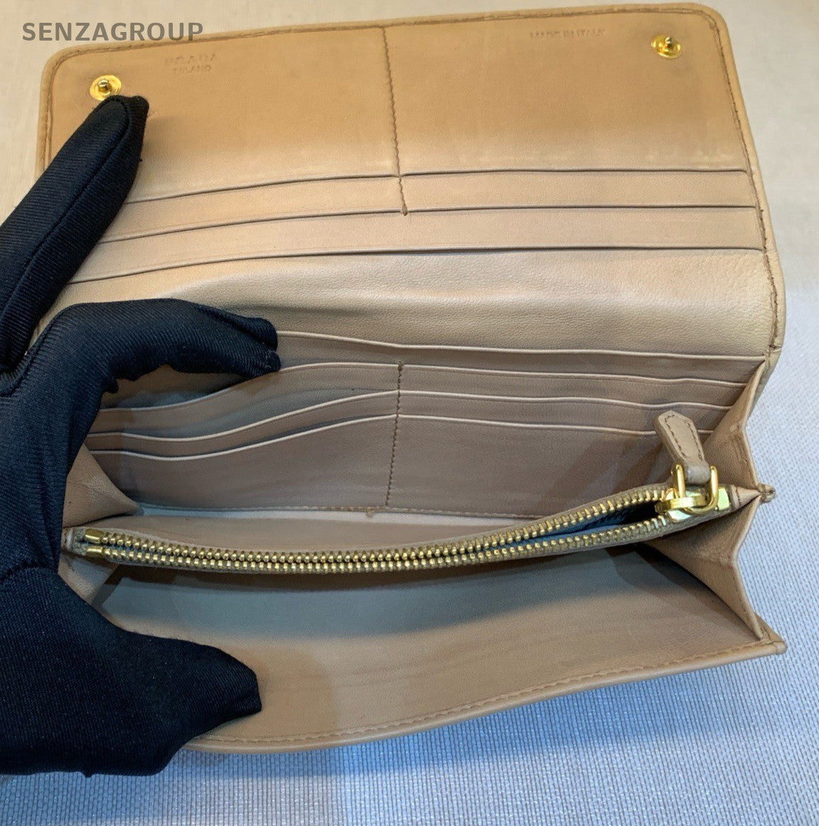 Prada Clutch Wallet Milk Tea Women