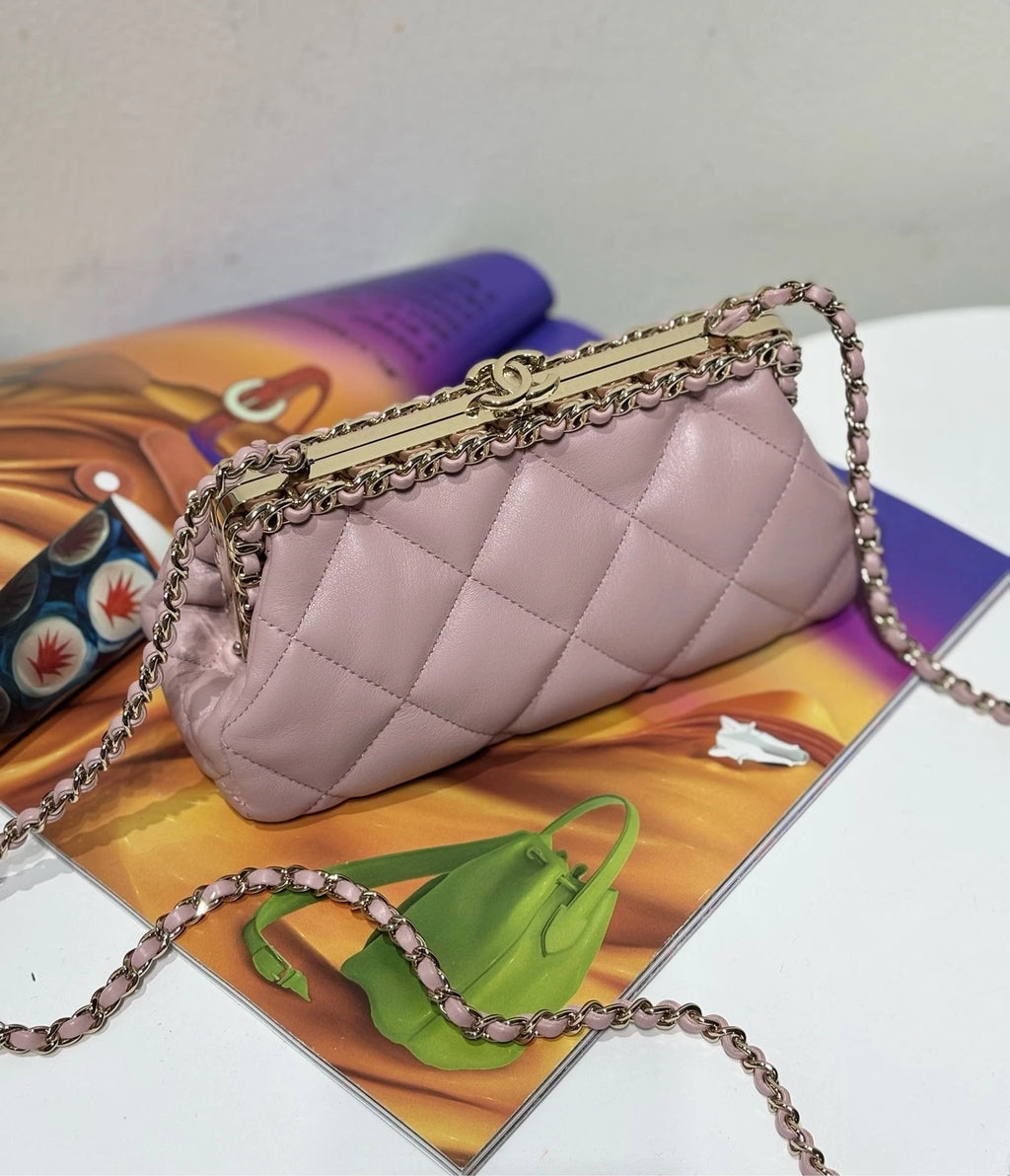 Chanel Pink Evening Clutch Bag For Women
