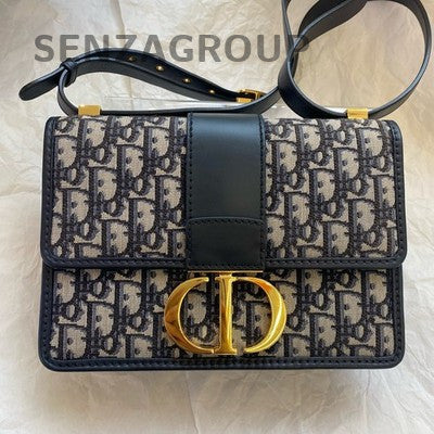 Dior Oblique Montaigne 30 Shoulder Crossbody Bag Blue Gold Classic Women