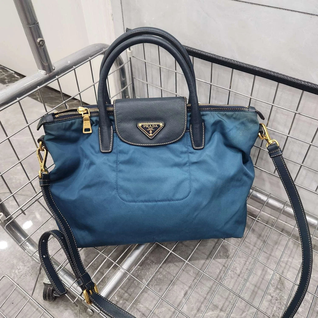 PRADA Nylon Patchwork Handbag Shoulder Crossbody For Women