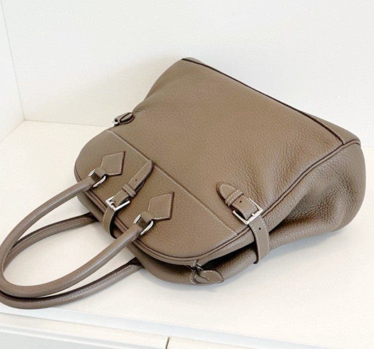 Hermes Atlas35 Top Handle Bag Gray Silver Used Women Classic Fashion