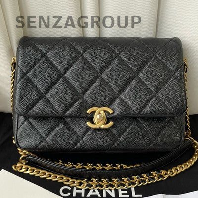 Chanel Black Gold Classic Flap Quilted Chain Shoulder Crossbody Bag