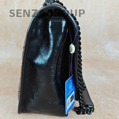 Saint Laurent YSL Niki Medium So Black Crushed Leather Chain Crossbody Bag