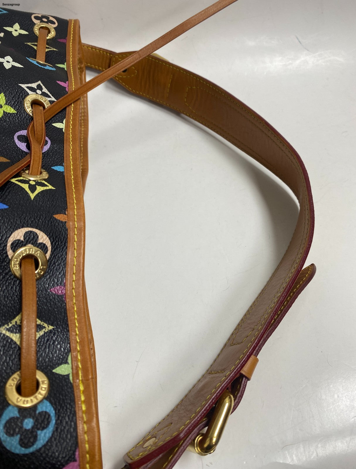 Louis Vuitton Monogram Black Multicolor Bucket Shoulder Bag Crossbody Women