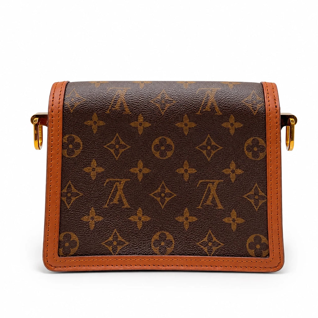 Louis Vuitton Dauphine PM Monogram Canvas Crossbody Brown Gold Excellent