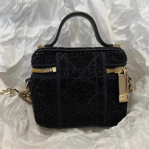 Christian Dior Lady Dior Cannage Vanity Case Top Handle Crossbody Bag Women D