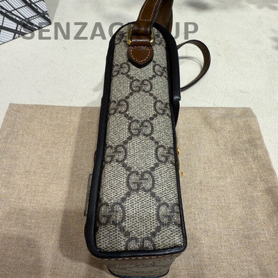 Gucci 1955 Mini Phone Crossbody Bag Brown Gold Buckle Classic Women