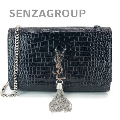YSL Saint Laurent Black Silver Tassel Chain Shoulder Crossbody Bag