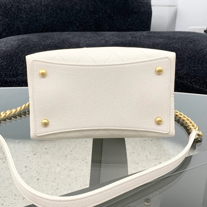 Chanel Calfskin Bucket Chain Shoulder Bag Crossbody White Gold Diamond S
