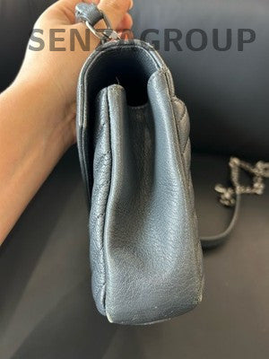 Saint Laurent YSL Small Gray Messenger Bag Silver Chain Crossbody Women