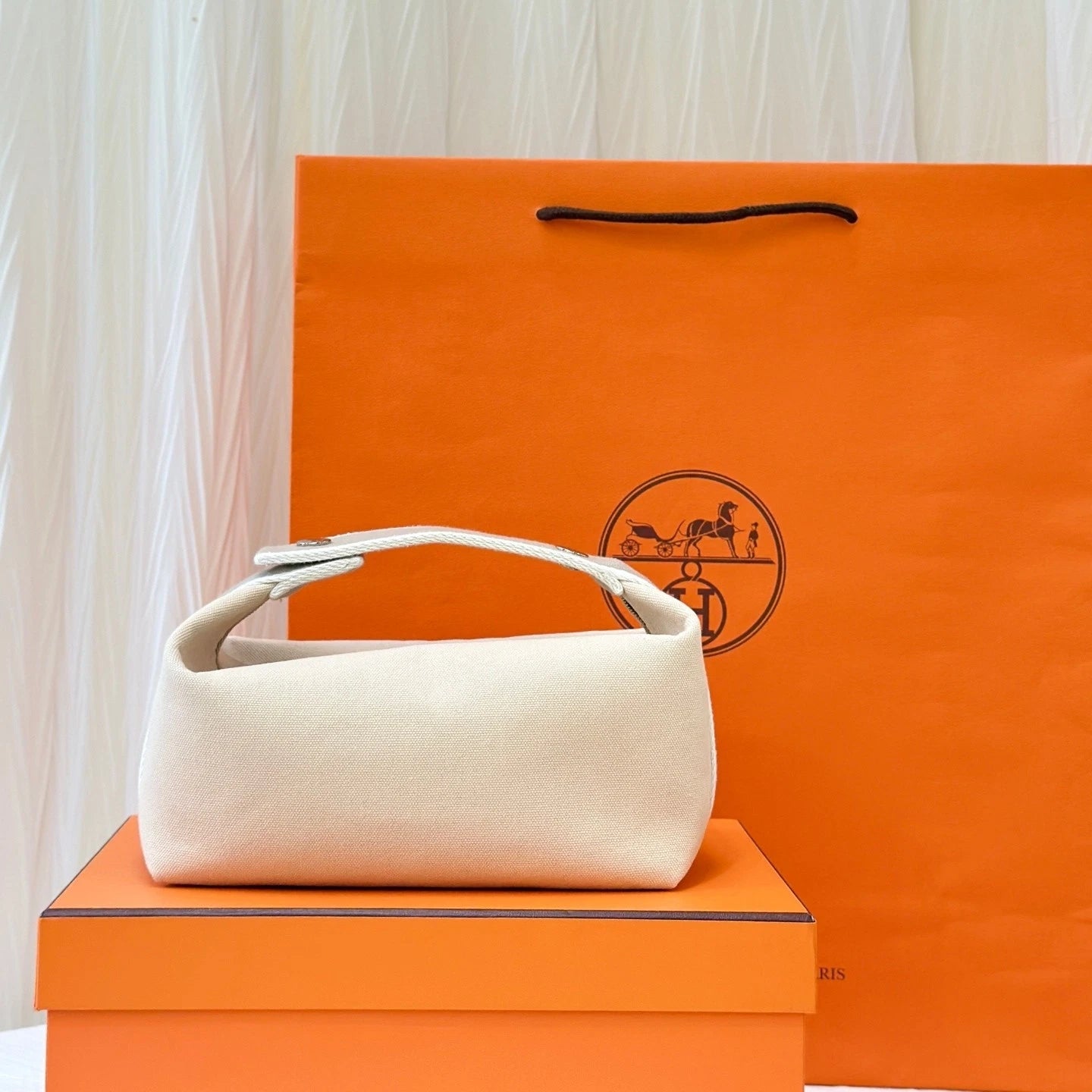 Hermes Canvas Beige Bride a Brac Large Shoulder Bag For Women