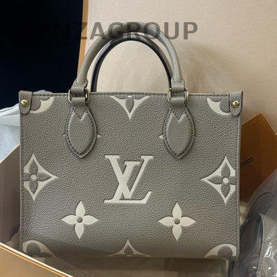 Louis Vuitton Monogram Onthego GM Tote Bag Grey Gold Women's Fashion