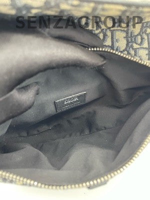 Dior Saddle Waist Bag Black Gold Monogram Unisex Classic