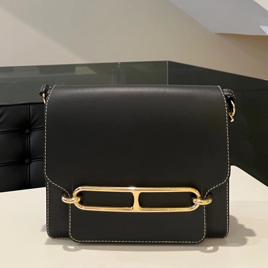 Hermès Roulis 23 Black Gold Hardware Shoulder Bag Classic Women