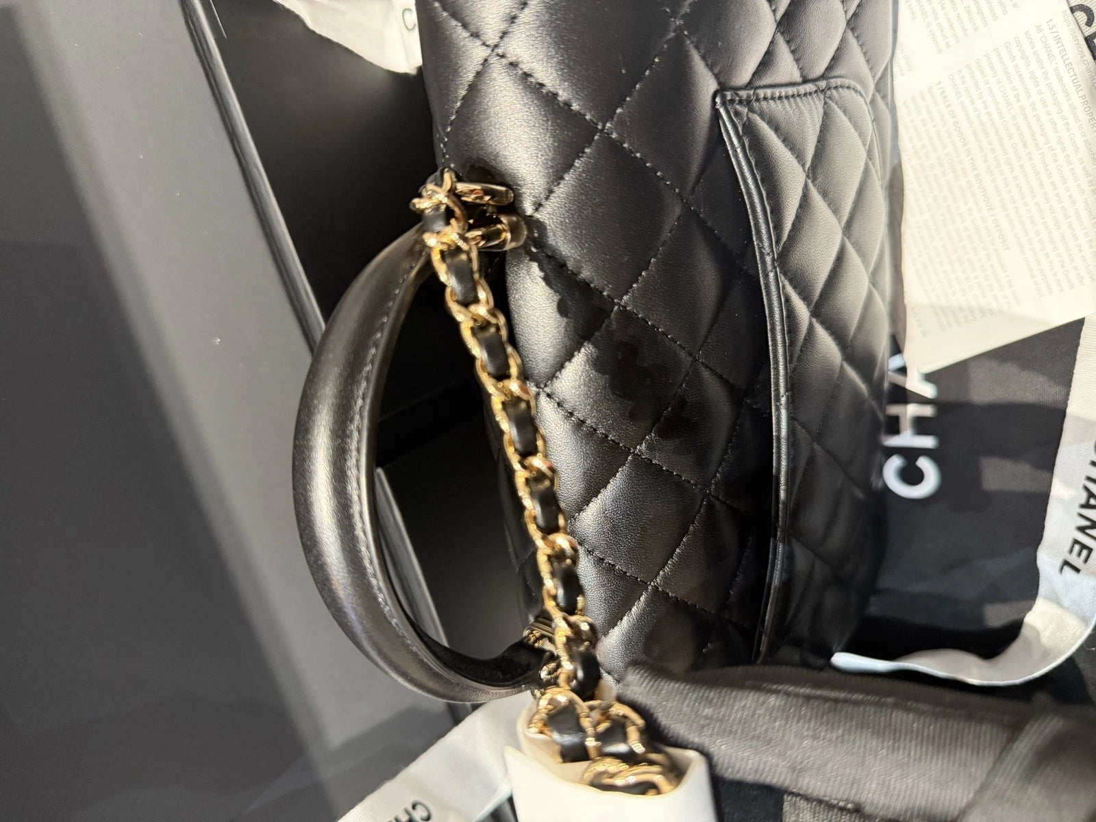 CHANEL Classic Flap Large Mini Top Handle Lambskin Bag For Women