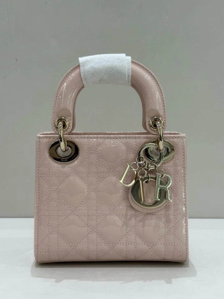 Dior Lady Dior Leather Pink Top Handle Excellent