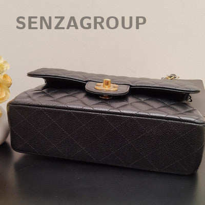 Chanel Classic Flap Small Quilted Chain Shoulder Bag Black Gold