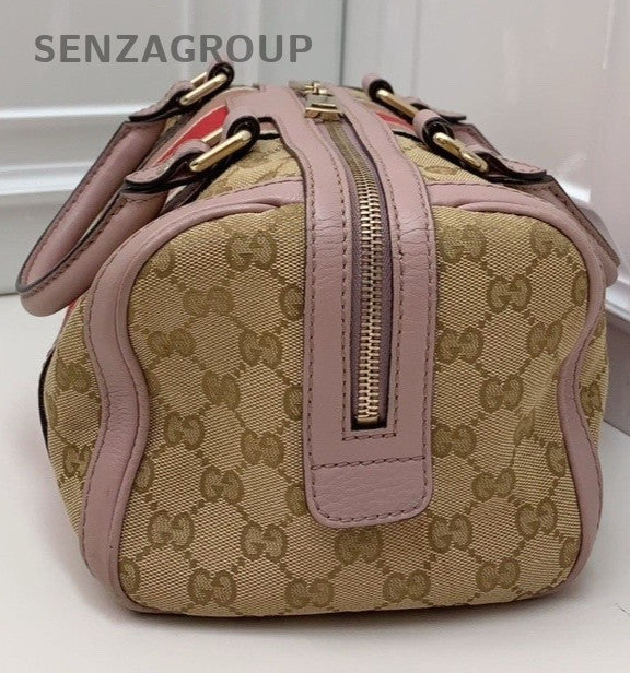 Gucci GG Supreme Leather Boston Pillow Bag Shoulder Crossbody Bag Women Pink