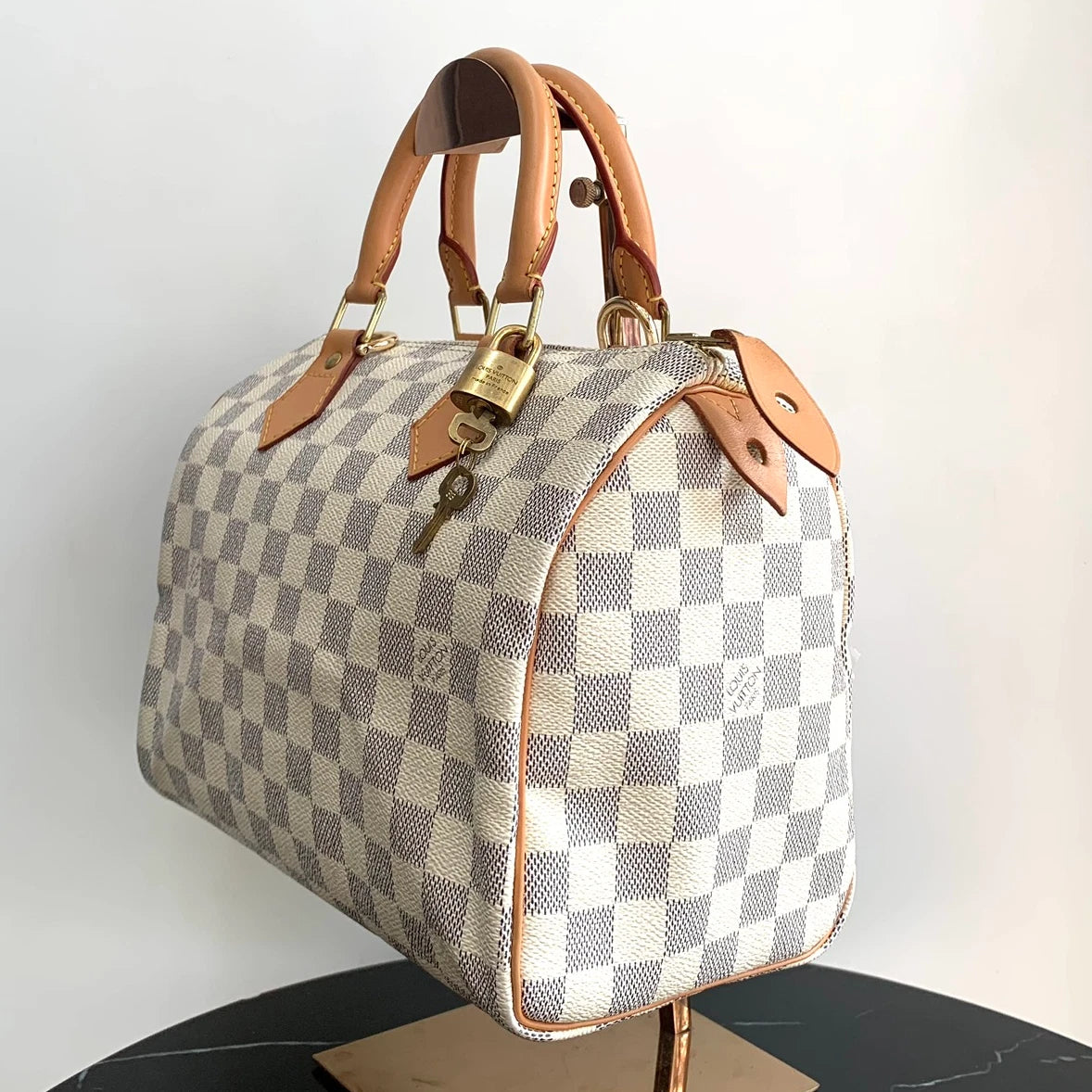 Louis Vuitton Speedy 25 Tote Damier Azur Top Handle Bag Crossbody Bag Unisex S