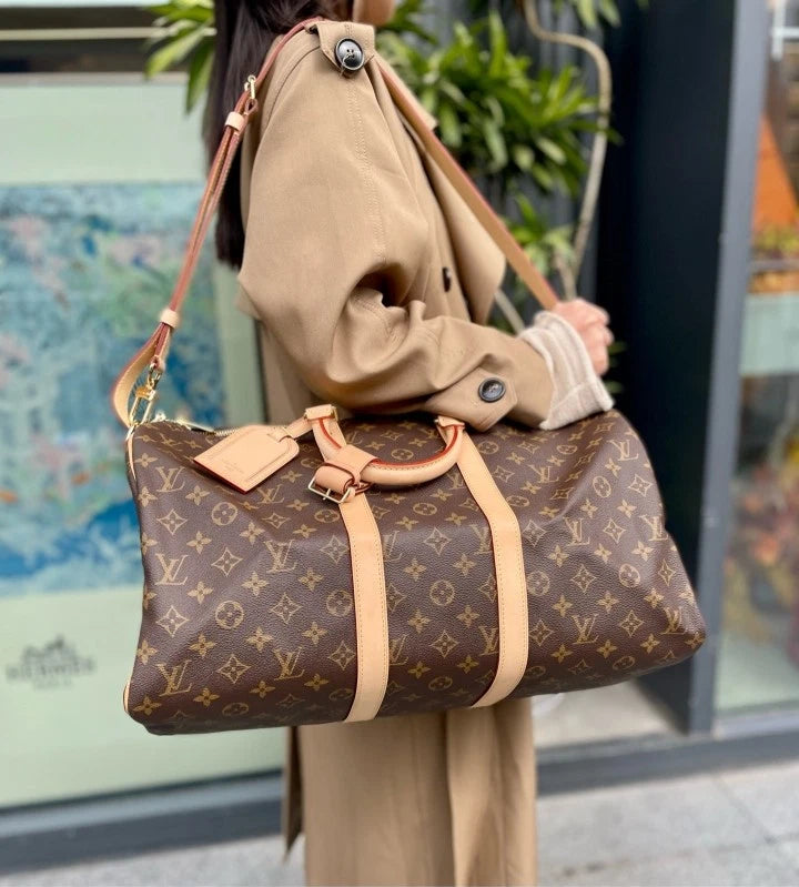 Louis Vuitton Canvas Keepall45 Travel Top Handle Bag For Women