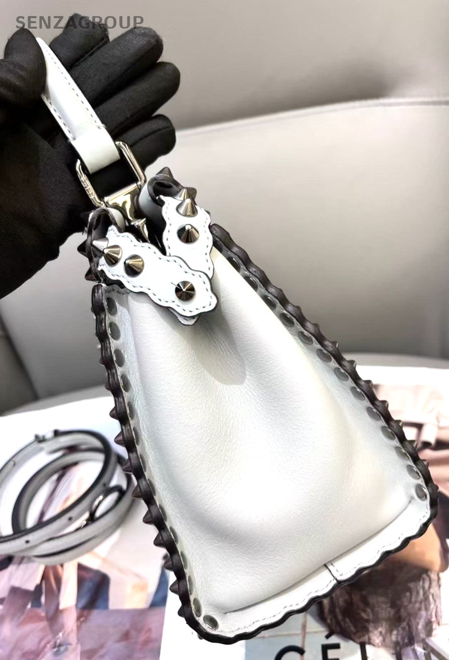 Fendi Peekaboo PM Top Handle 2way Shoulder Handbag White Women