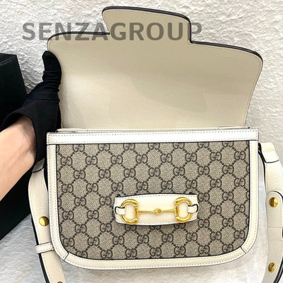 Gucci 1955 GG Supreme Saddle Bag - White Gold Hardware, Classic Women's
