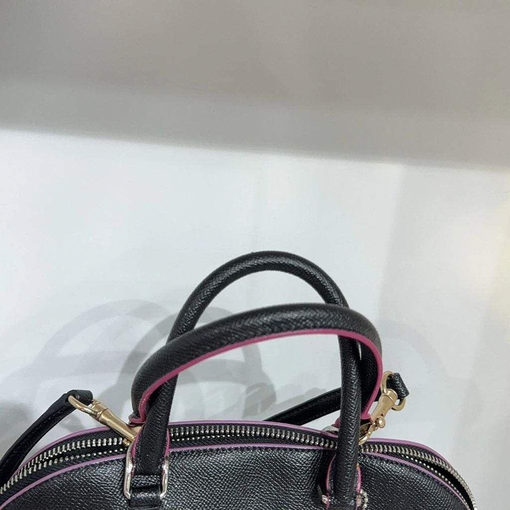 Coach Black Leather Sierra Dome Crossbody Handbag For Women